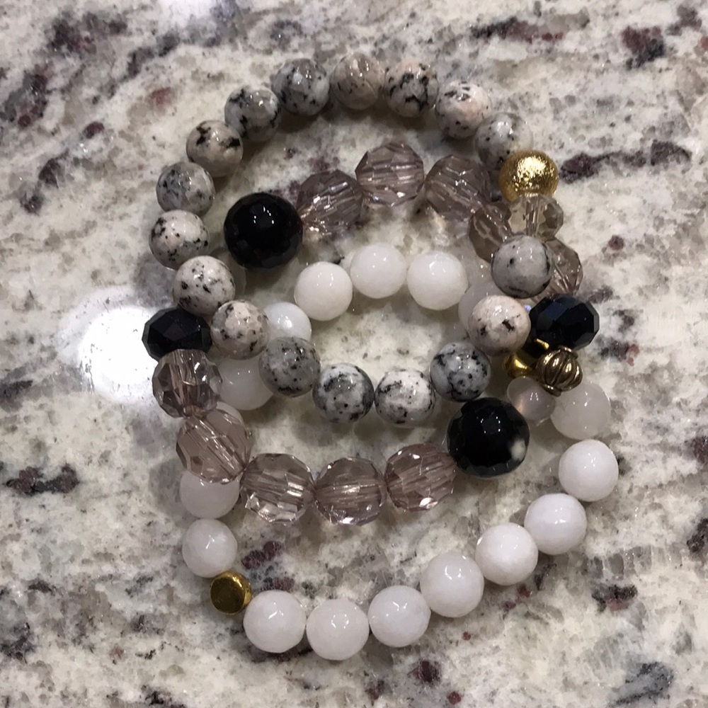Black/white bracelet stack!